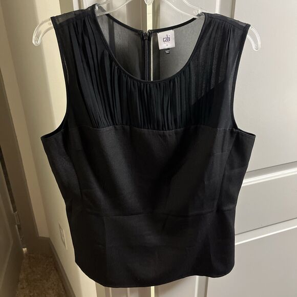 CABI Bustier Style #3080 Size 12 Peplum Blouse Black Sleeveless Career Dressy - Picture 1 of 4